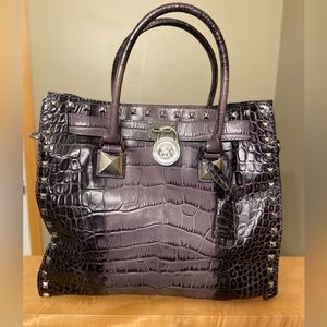 MICHAEL KORS Hamilton Croc Embossed Satchel/Tote Bag EUC